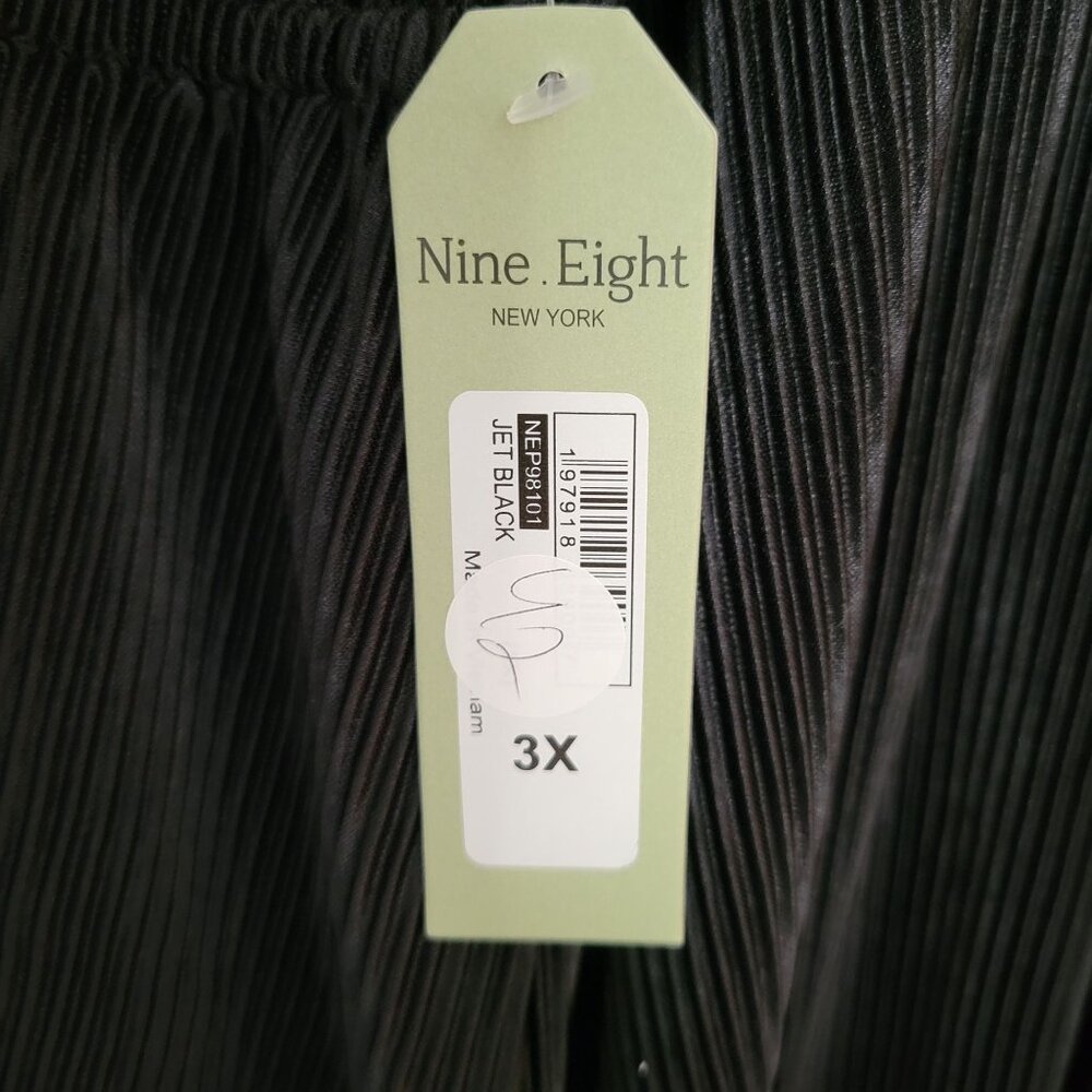 Nine.Eight New York Black Pleated Maxi Dress 3X V-Neck With Tie Closure Womens - Picture 7 of 8